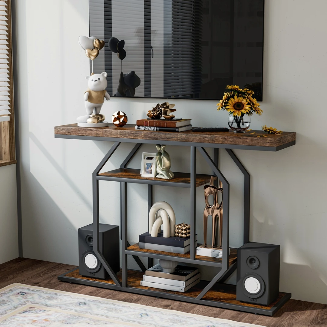 4-Tier Industrial Console Table 4