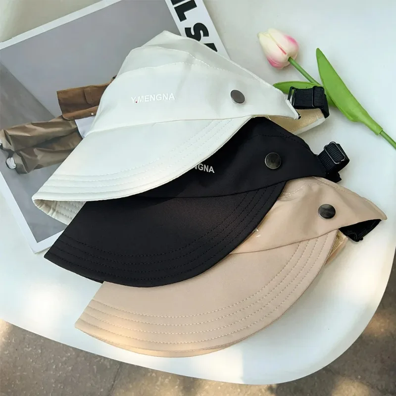 여름 햇빛가리개 어부 모자, 여성 소녀 조절식 단색 빈 탑 모자, 야외 캐주얼 스포츠 모자, 패션 액세서리