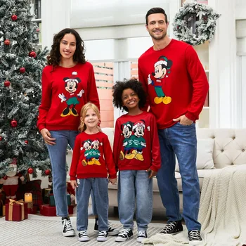Disney Micky & Minnie Christmas Family Matching Outfits Adult Kids Crewneck Sweatshirt Soft Comfy Stylish Plus Size Fall Winter