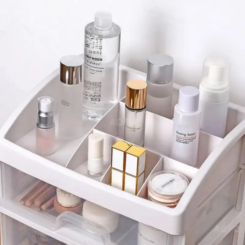 Desktop Storage Boxes With Draws for Vanity Skincare Cosmetics Organizer for Makeup Eyeshadow Brushes Lipstick Dresser Bathroom 6