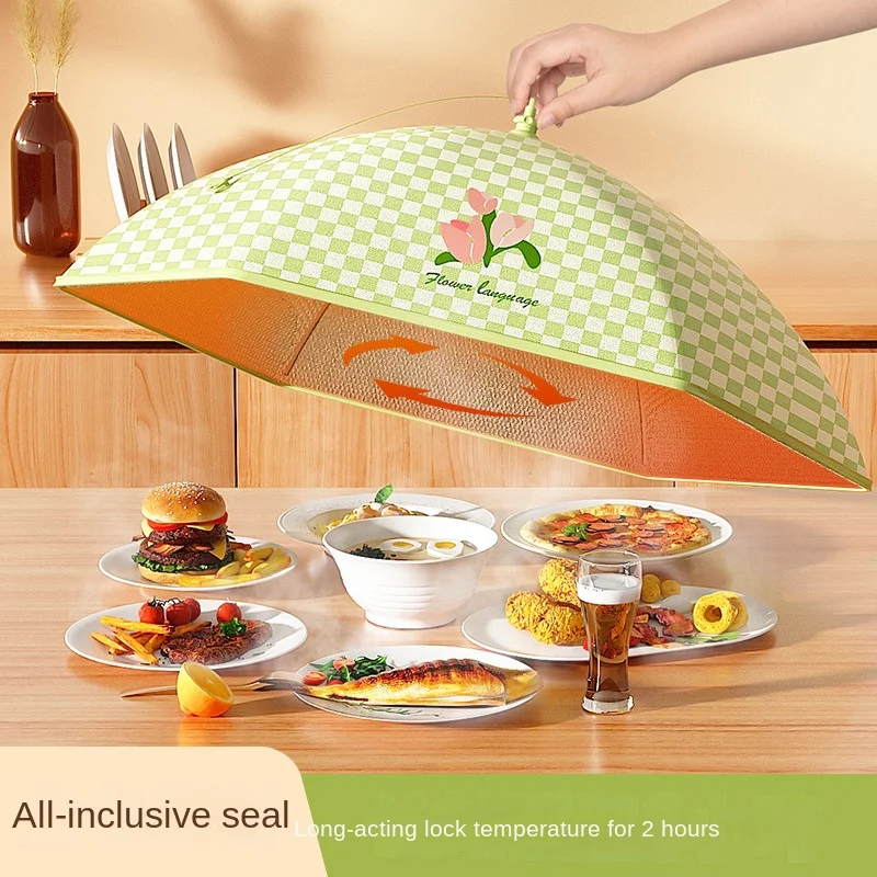 Insulation dish cover foldable household dining table cover new thickened aluminum foil dining table dust anti-mosquito