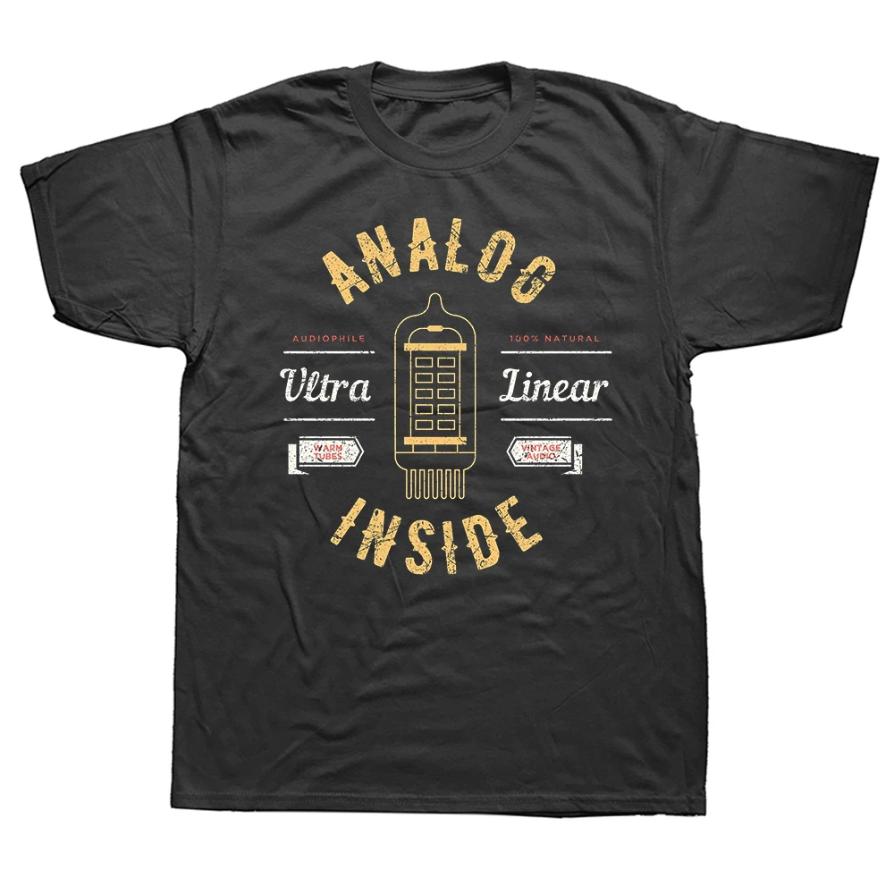 Lustiges Analoges Vakuumröhren-Audiophile-Sound Retro-Musikliebhaber T-Shirt für Männer Bassgitarre Rockmusik Euro-Größe Kleidung