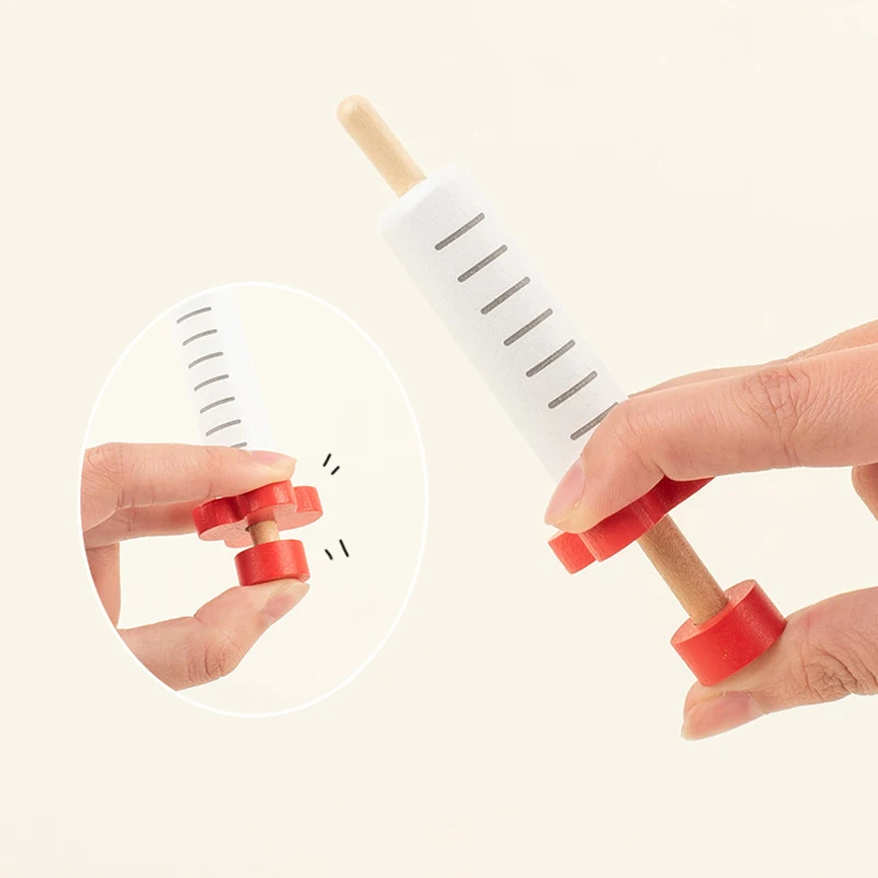 White Doctor Set Dentist Game Stethoscope Nurse Role Play Needle Model Set Wooden Toys Kids Hospital Tool Simulation Medical Kit