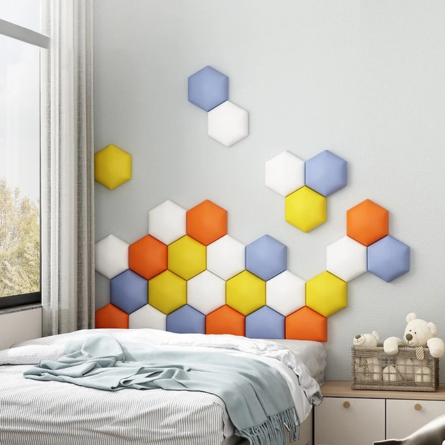 Panneau mural hexagonal adhésif pour lit et sauna, style nordique,  décoration de chambre d'enfant, 90