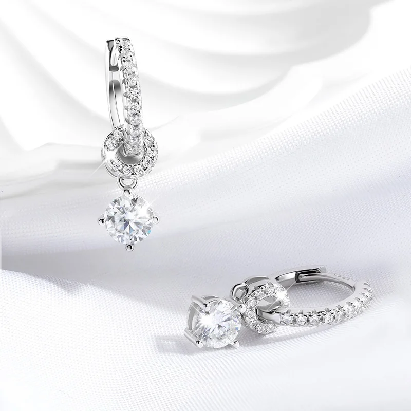 AOBOCO Orecchini Donna A Simulazione Diamante Moissanite - Placcato Oro 18k Bianco Su Argento 925, Con Zirconi, Colore Rubino (Luglio)