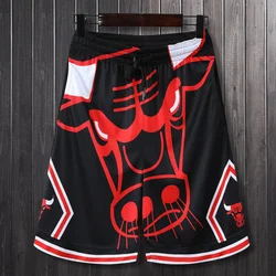 Ah yuan  Vintage Street Basketball Pants Warriors Raptors Sports Training Men's Loose Oversized Shorts Male Casual Sweatpants