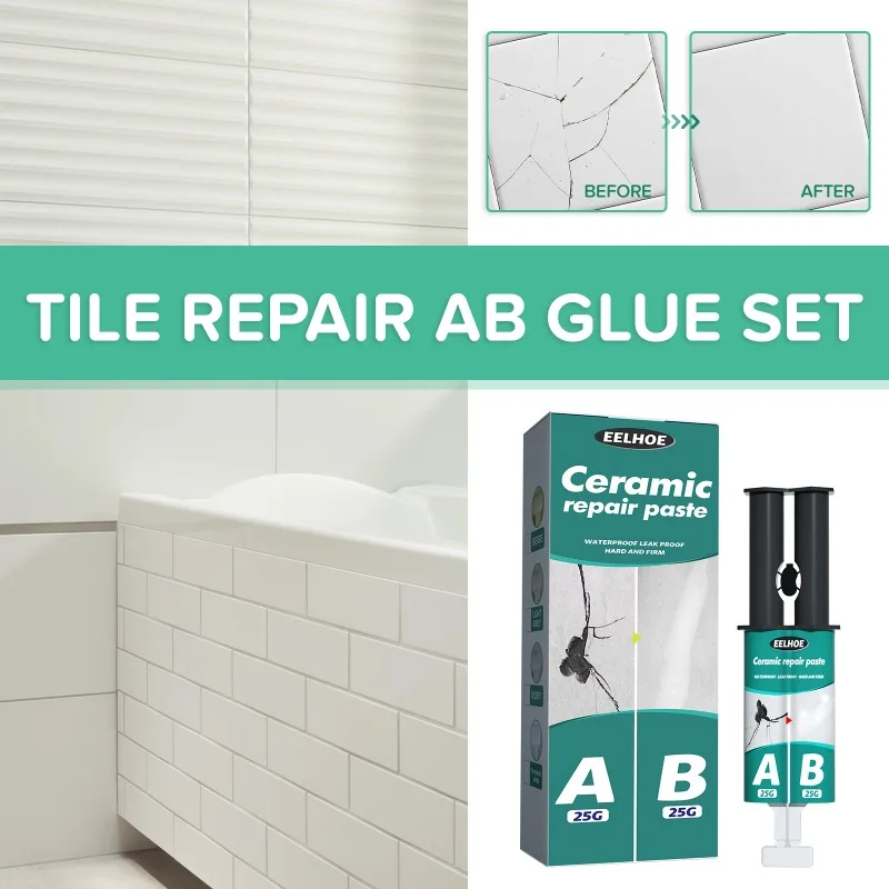 Tile Repair Paste Repair AB Glue Ceramic Crack Repairing Agent Adhesive Set Bathroom Tub Floor Wall Sink Vanities Repair Paste