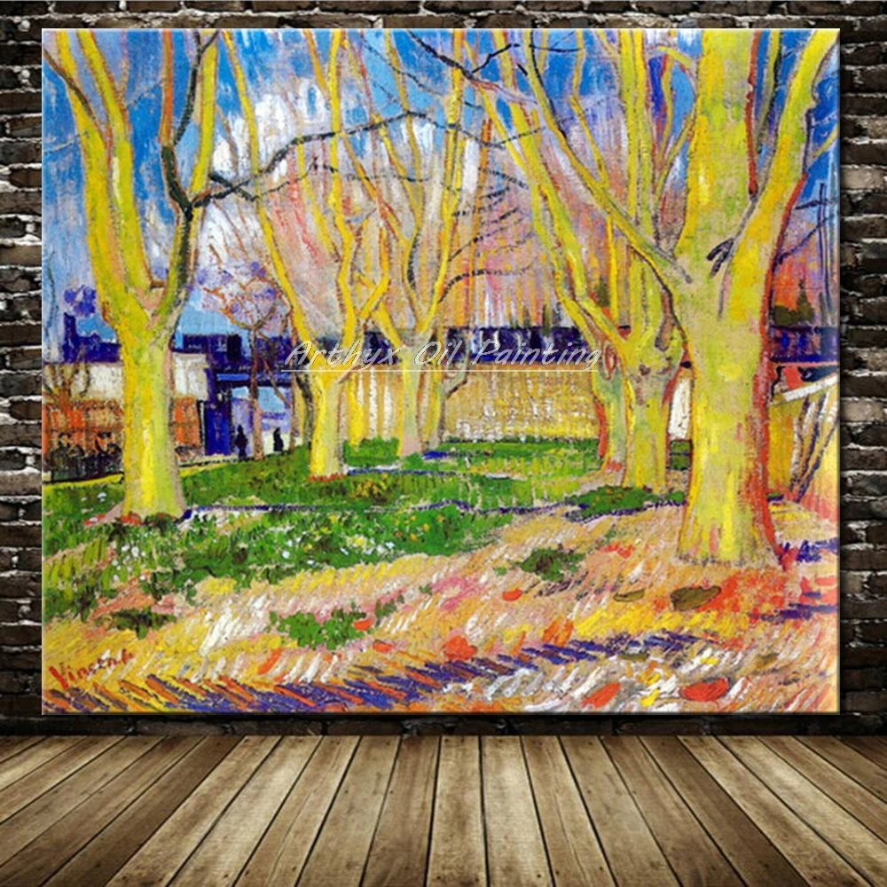 

Avenue of Plane Trees Near Arles Station Hand Painted Copy Vincent Van Gogh Oil Paintings On Canvas,Wall Art For Home Decoration