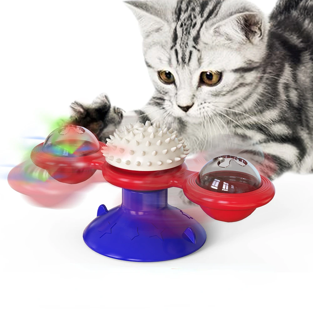 Windmill Cat Toy Interactive Pet Toys for Cats Puzzle Cat Game Toy With Whirligig Turntable for Kitten Brush Teeth Pet Supplies view 6