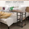 C-Shaped Mobile Sofa Bed Side Table Adjust Height 3-Tier Cart W/ Casters, Brake 3