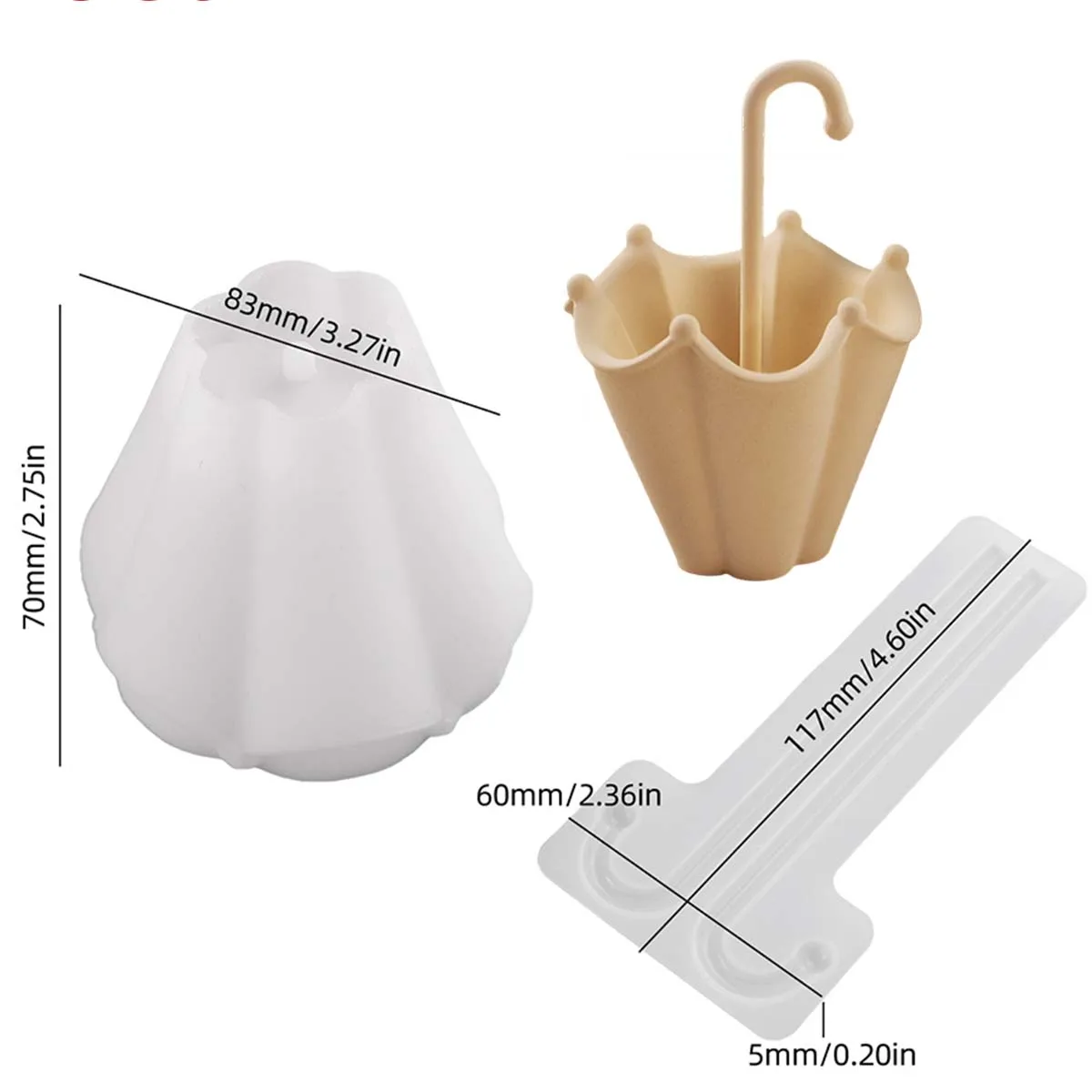 3D 우산 모양 실리콘 몰드 DIY 수제 석고 시멘트 주조 아로마테라피 캔들 컵 보관함 장식 공예 몰드 홈데코