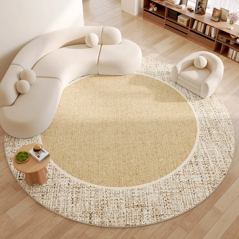 Beige Living Room Carpet Large Area Cream Style Round Bedroom Rug Modern Fashion Home Decoration Coffee Table Sofa Mats Alfombra