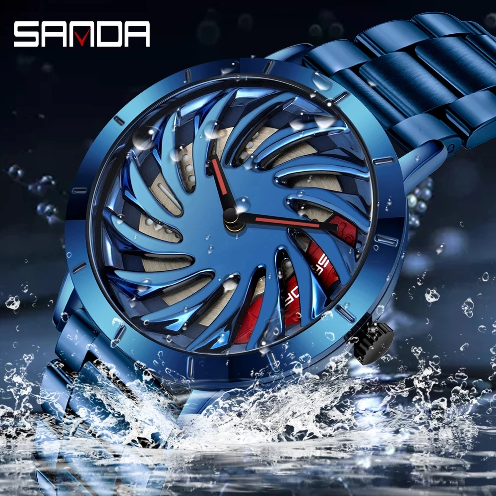 SANDA Luxury Top-Brand Men Watches Military Quartz watch Wheel Series Dial Fashion Waterproof Watch Relogio Masculino 1056