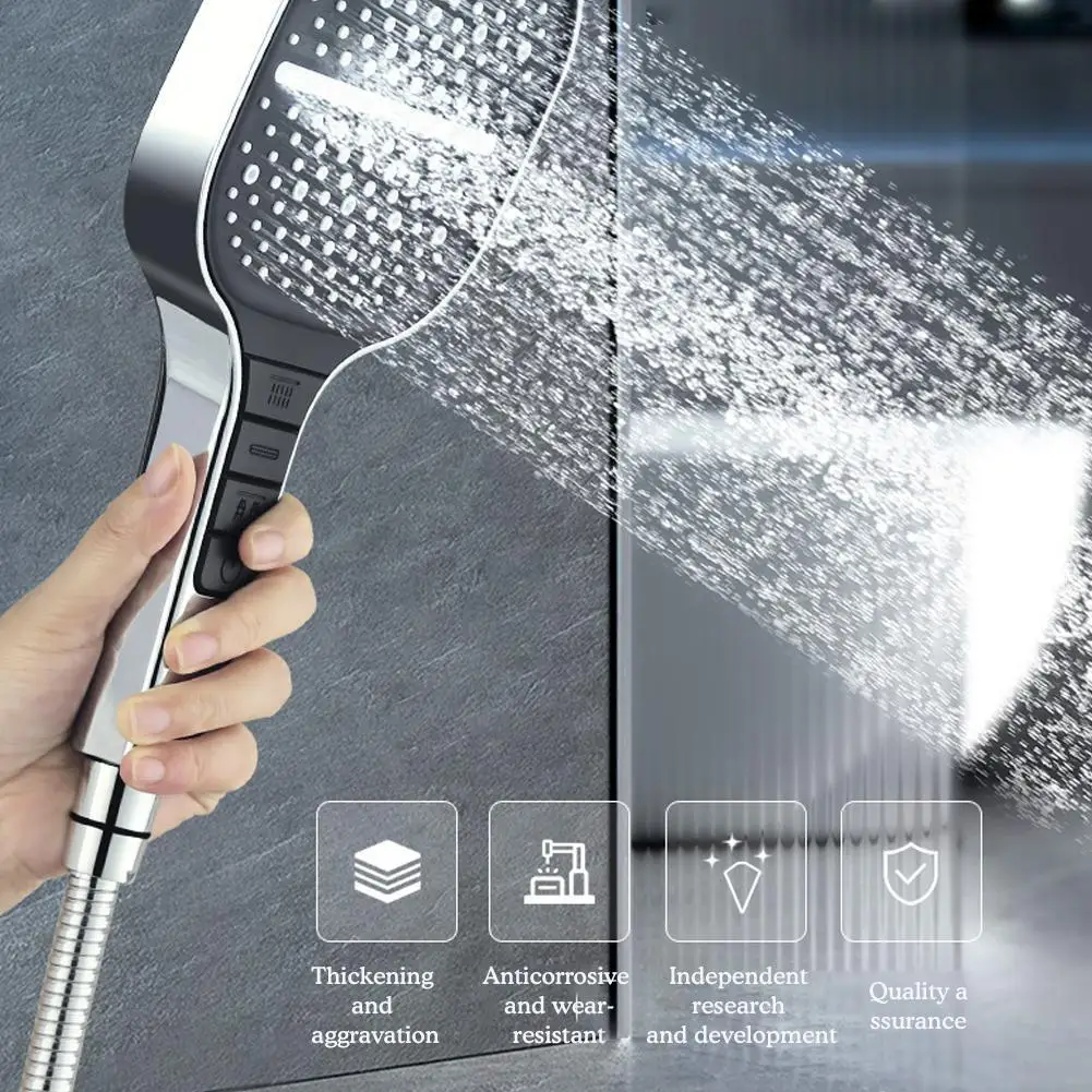 7 Modi Groot Paneel Douchekop Regenval One Key Stop Hoge Druk Waterbesparende Douche