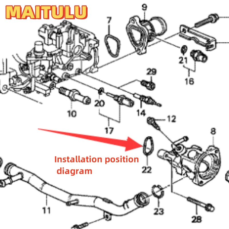 MAITULU is suitable for the 98-01 Accord CG5 Odyssey RA6 engine coolant thermostat seal ring 91312-P0A-000