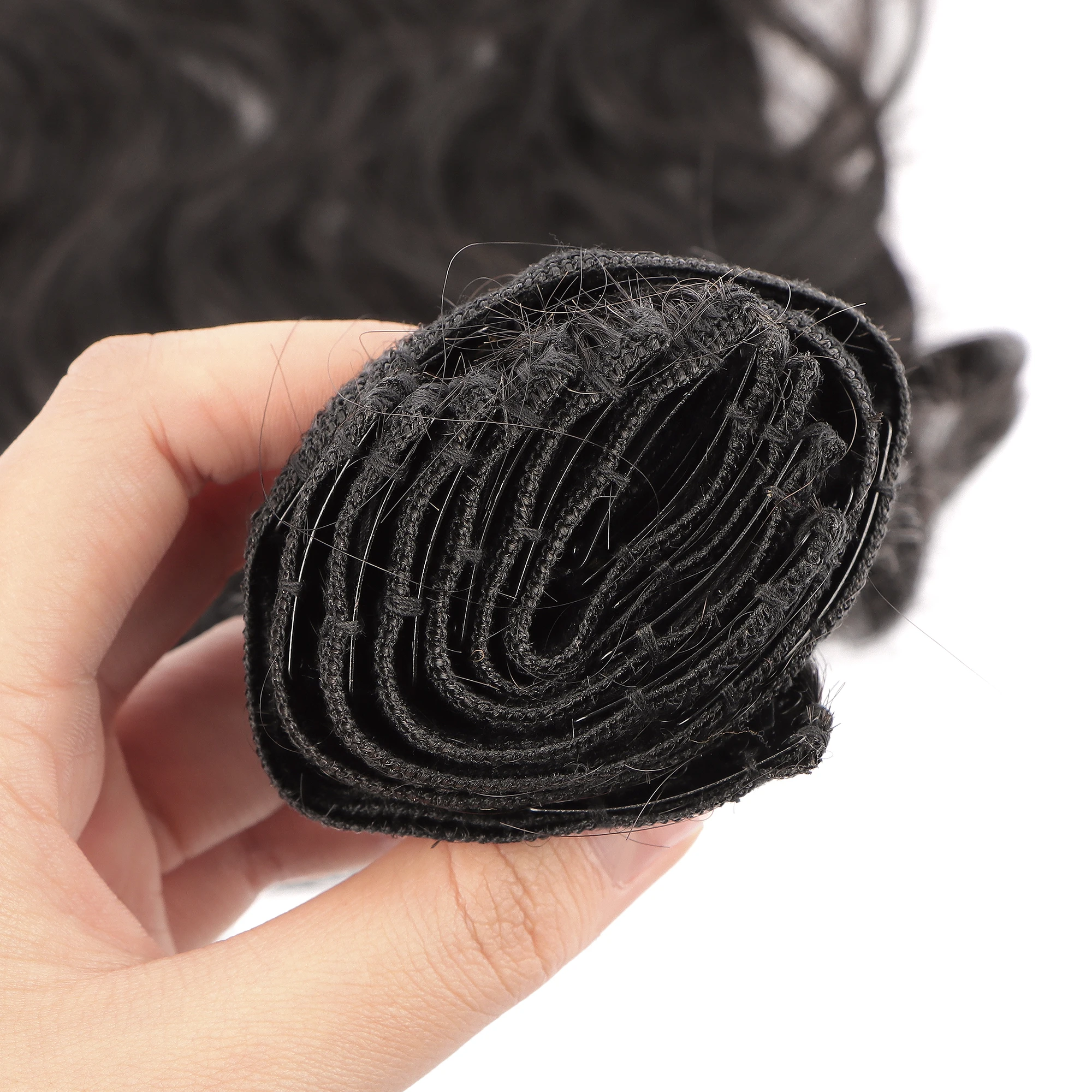 AHVAST natural wave100g clip in weft hair extension natural color human hair virgin weft extensions
