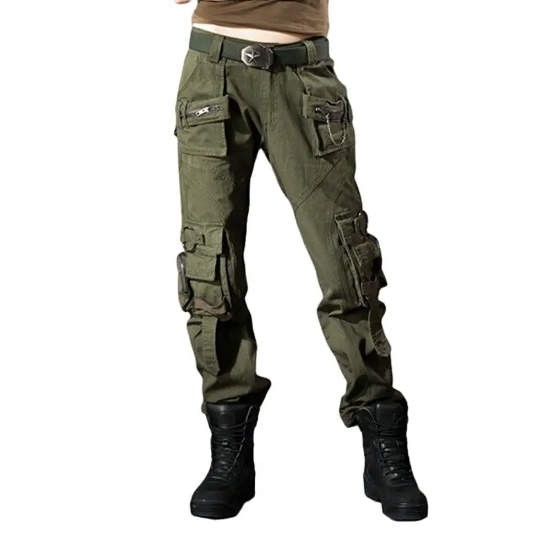 New Women Tactical Military Cargo Pocket Pants Leisure Cotton Trousers ...