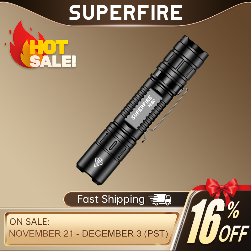 SUPERFIRE MI80-S 15W EDC Bright Led Flashlight 18650 Battery 1100LM Torch Camping Fishing Lantern Best Choice Outdoor FlashLight