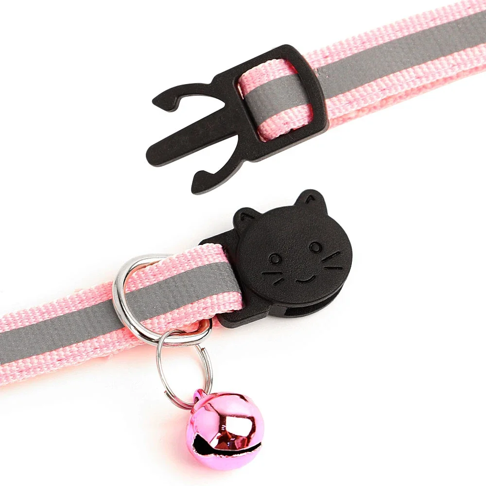 Customized Reflective Cat Collar with Free Engraved ID Nameplate, Bell & Anti-Lost Design