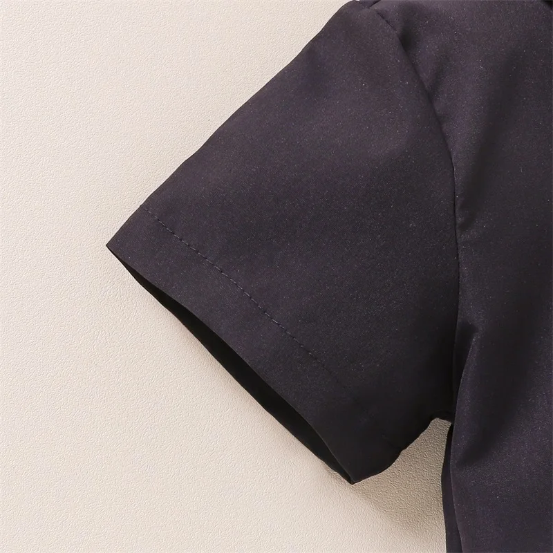 

2 Pieces Kids Boys Clothes Gentleman Outfit Contrast Color Lapel Short Sleeve Shirt with Necktie Short Pants Boys Summer Set