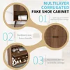 Shoe Storage Cabinet with 2 Flip Drawers Narrow Shoe Cabinet with Doors Freestanding Shoe Organizer Cabinet with Adjustable Shel 4