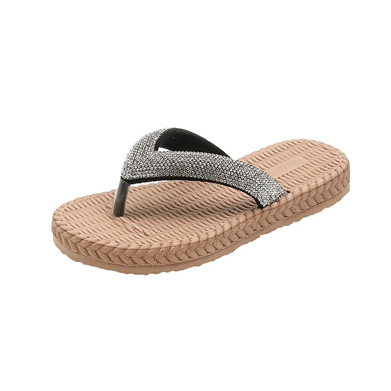 Girls Summer Herringbone Slippers Korean Style Comfortable Beach Shoes