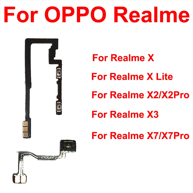 Гибкий кабель питания и громкости для Oppo Realme X XLite X2 X2Pro X3 Super Zoom X7 X7Pro Power, Боковая кнопка громкости, гибкие Ленточные детали