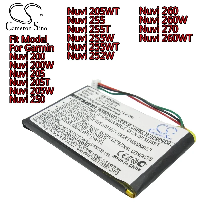 Batterie De Remplacement Pour Garmin Edge 605 705 Nuvi 200 200w 205 205t 205w 205wt 250 252w 255 255t 255w 255wt 260 260w 260wt 270