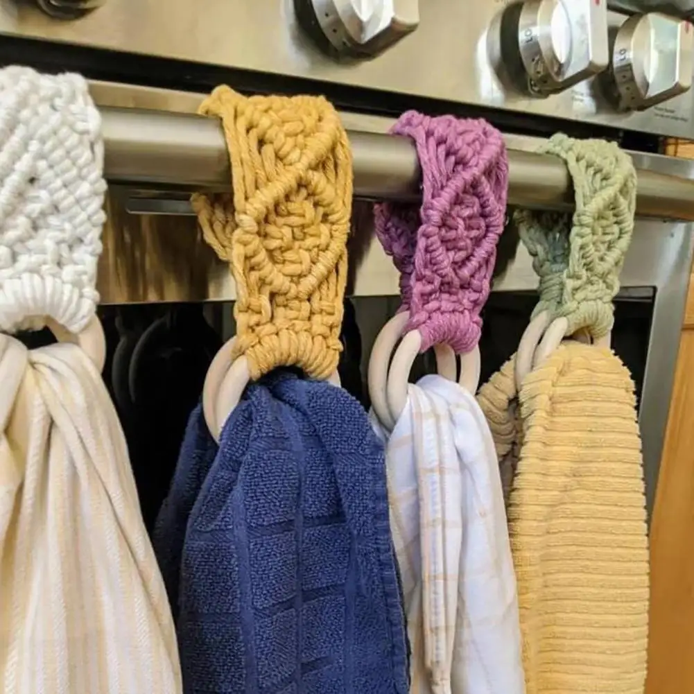 Hanging Clothes Rack Towel Holder Versatile Crochet Kitchen Towel Hanger Easy Hanging Solution for Dish Towels for Various