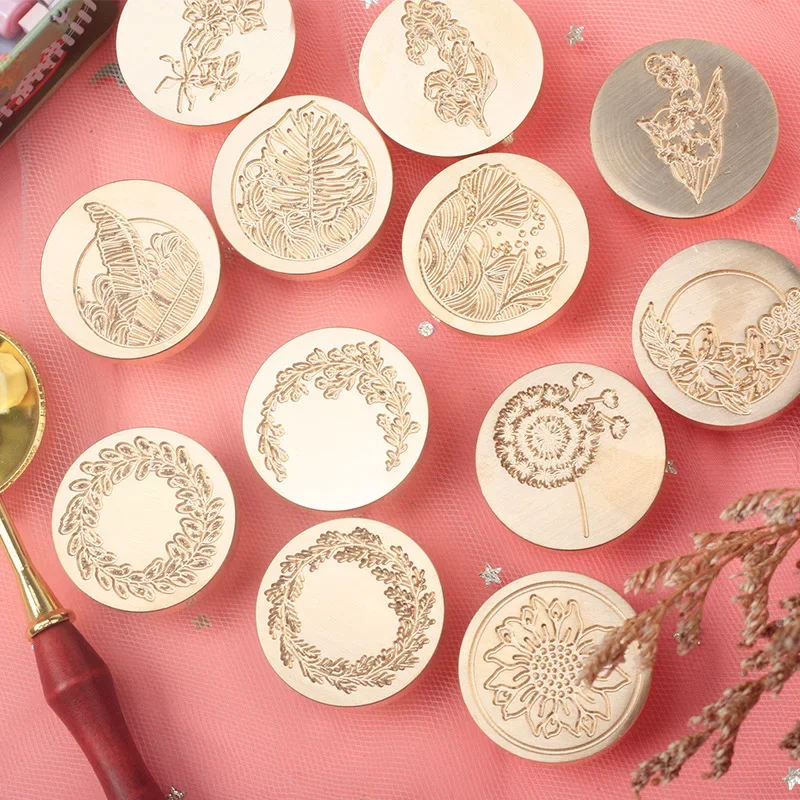 

Tropical Plants Fire Paint Wax Seal Stamps 3cm Flowers Stamp Head Envelope Sealing Birthday Greeting Card Making Crafts Supplies