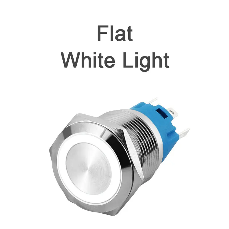 thumbnail image 1 of Botón pulsador de metal de 12 mm, 16 mm, 19 mm y 22 mm, interruptor de encendido y apagado, luz LED, botón circular plano impermeable, 3 V, 6 V, 12 V, 24 V, 110 V, 220 V, IP65, 1 of 5