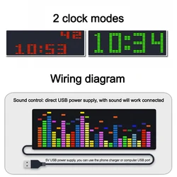 Colorful Voice - Activated LED Rhythm Light with Clock Display and Audio Level Indicator (Voice and wire)