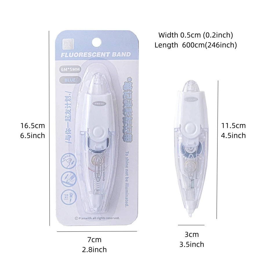 1pcs Fluorescent Band Color Correction Tape 5mm*6m for Spot Point Marker Highlighting Office School A7604 correction tape