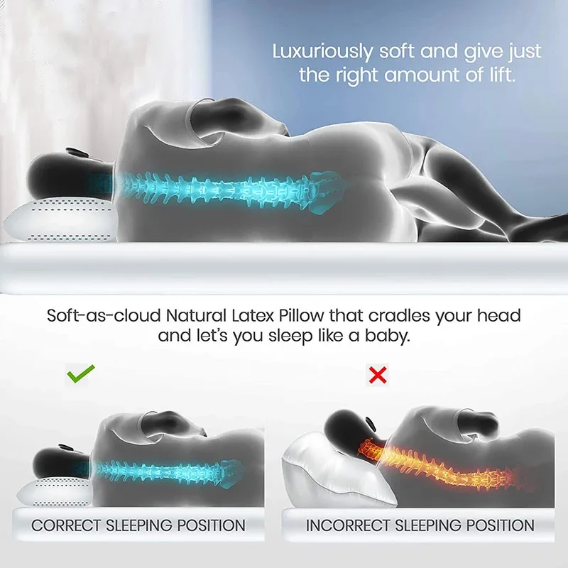 Dreamreal 100% Pure Natural Latex Pillow for Neck Pain Relieve Shoulder Sleep Orthopedic Pillows Cervical Health Care Pillow images - 6