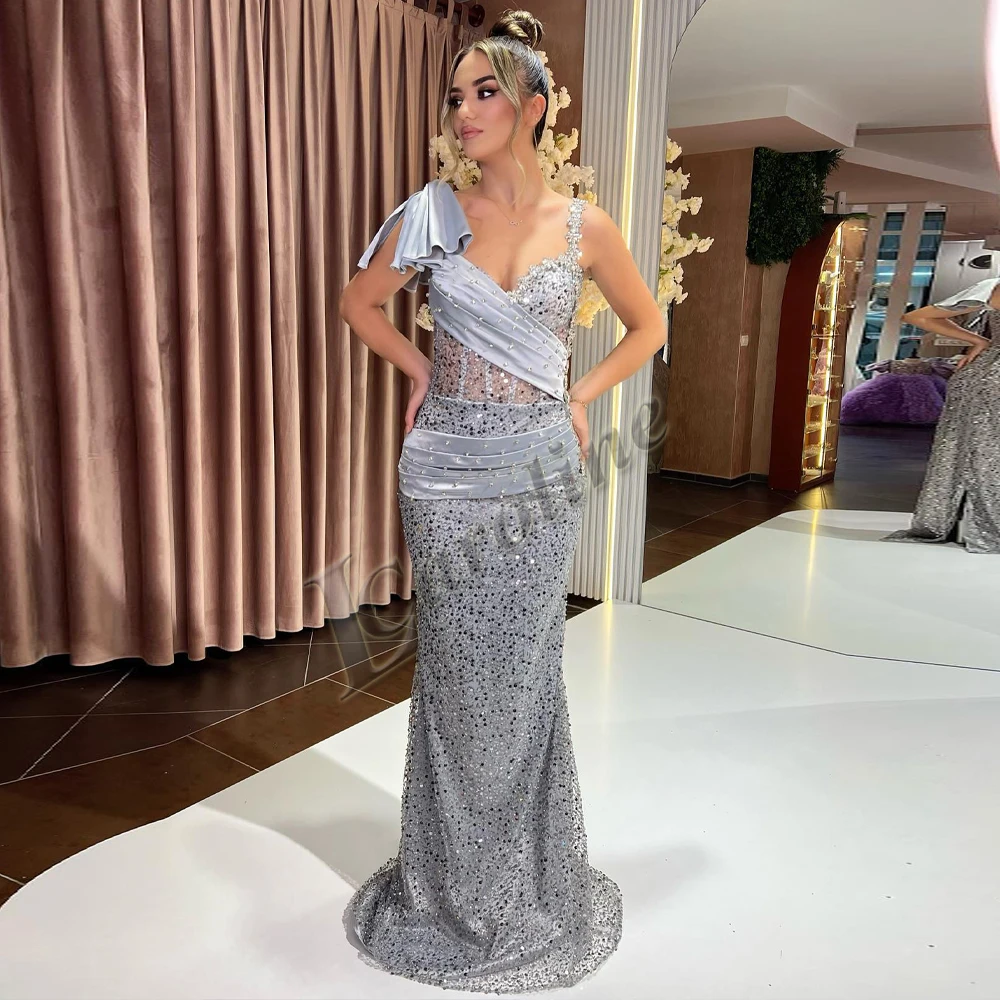 Caroline Trendy Celebrity Dresses with Off the Shoulder Mermaid V Neck Sweep Train Vestidos de Graduacion Customised womens dress