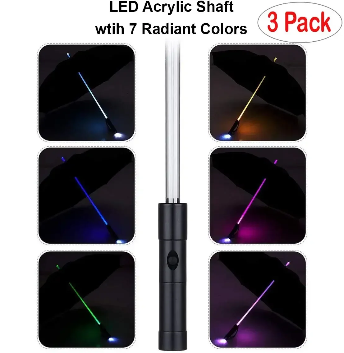 LED Light Up Umbrellas with Flashlight Handle Clear Black Gray Red mini umbrella folding umbrella automatic umbrella
