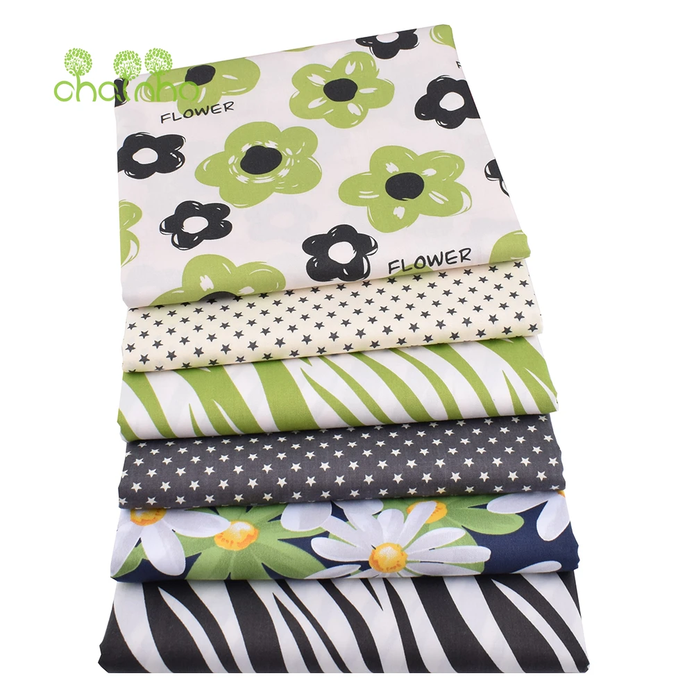 Chainho,Green Floral  Printed Twill Cotton Fabric,Patchwork Cloth,DIY Sewing Quilting Home Textiles Material For Baby Children's