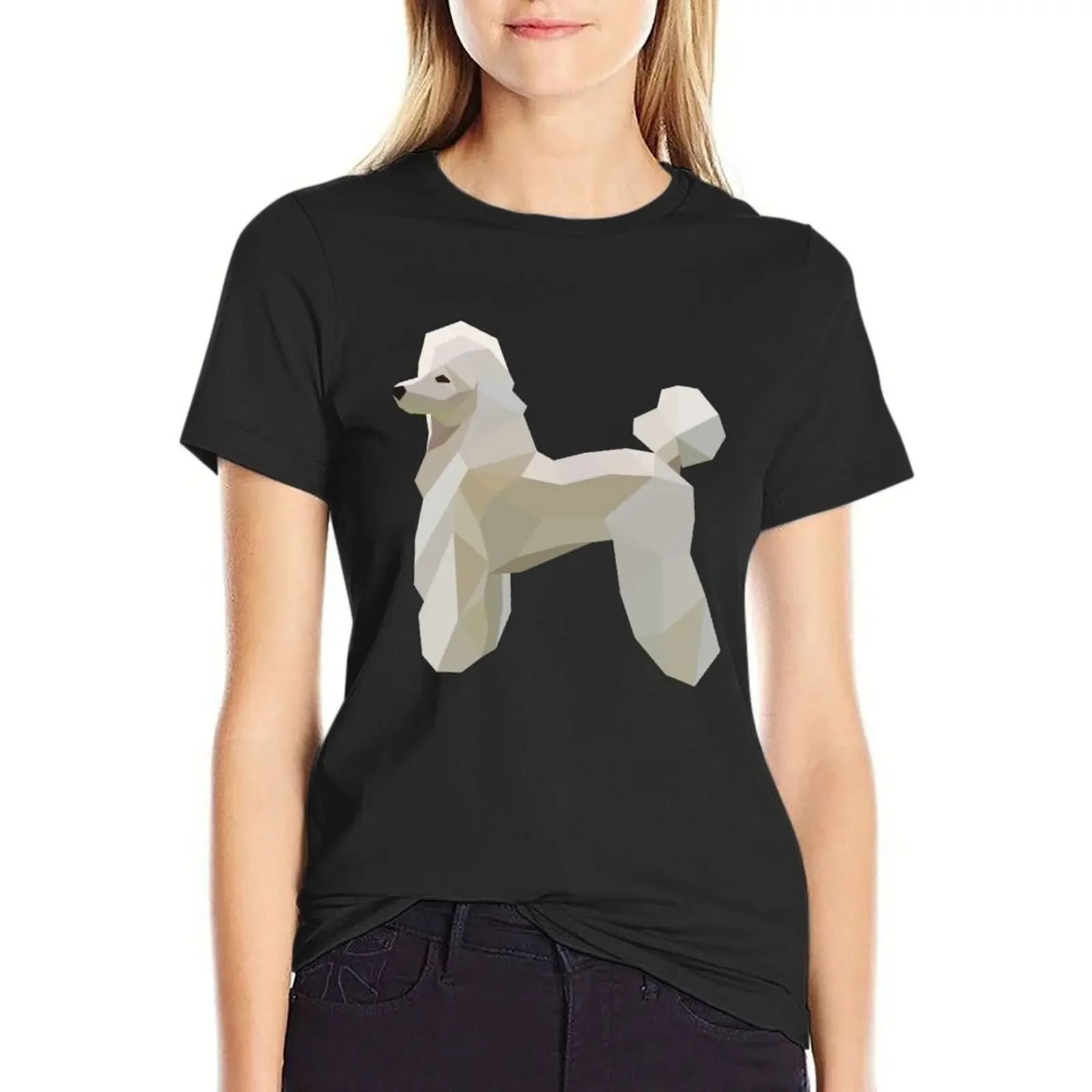 

Poodle Dog Polygon Design Dog Poodle T-Shirt oversized Blouse Female clothing cute tops plain t shirts for Women