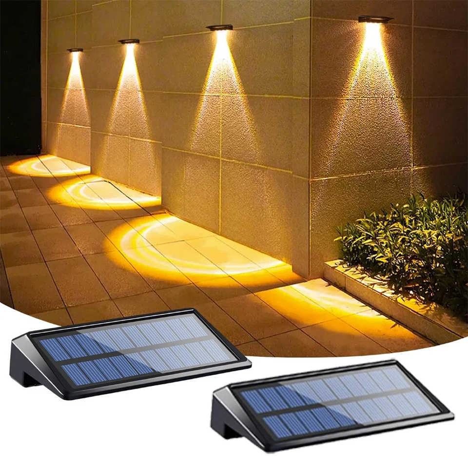 4-Pack Solar Wall Lights With RGB & Warm White - Waterproof Outdoor Fence Lights For Garden & Patio