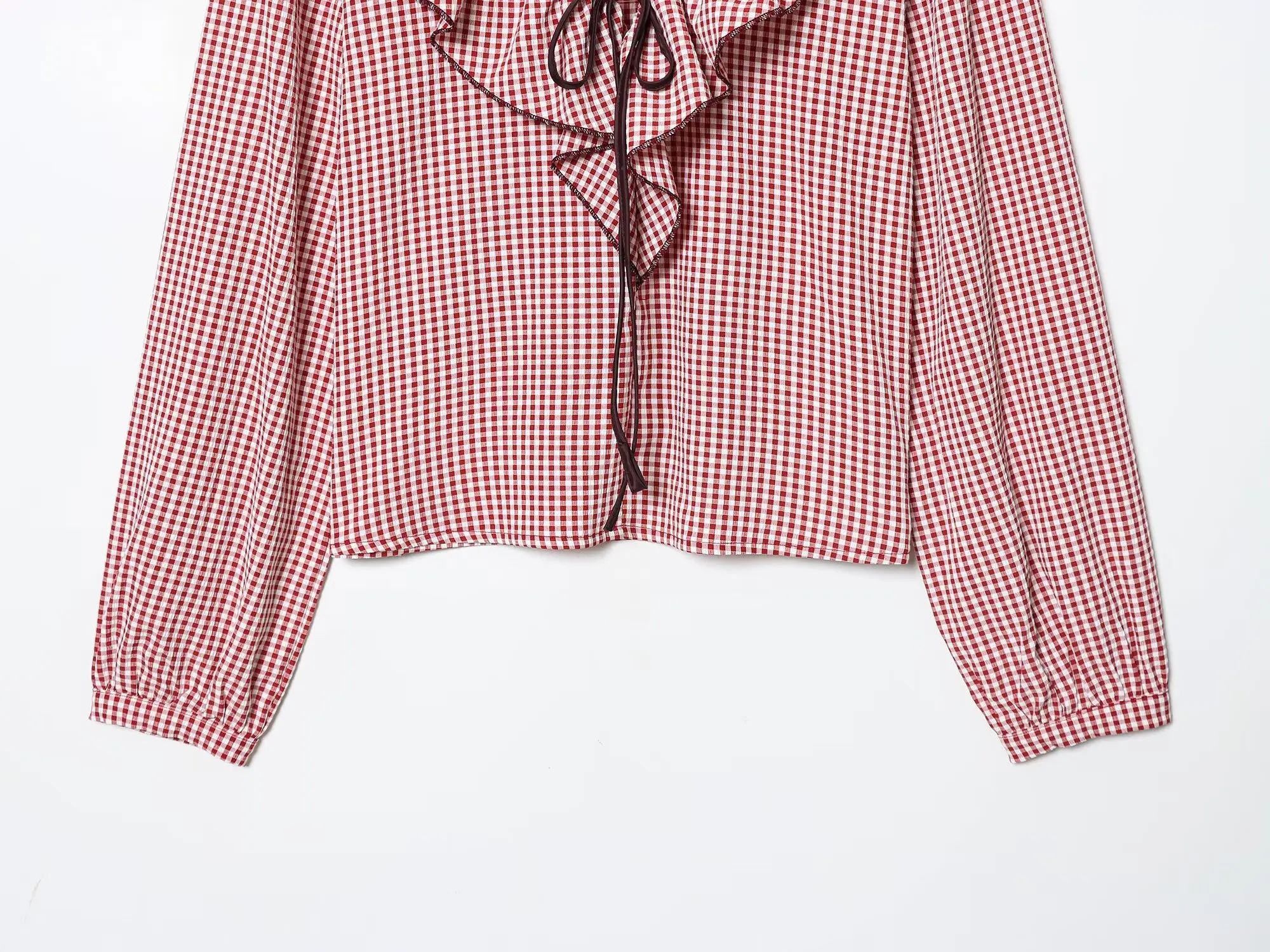 Plaid V-Neck Blouse Sb656e8b38c0c4da68a9ec3a23c87a2dcC