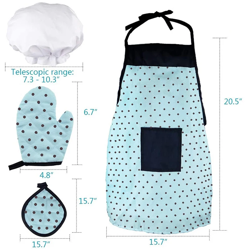 Children Cooking Baking Set Kitchen Toys Role Play Chef Hat Gloves Utensil Kitchenware Cooking Set Toddler Dress Up Toys Girls