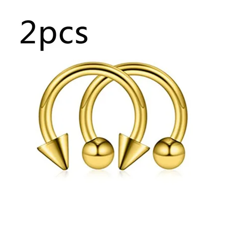Style Stainless Steel C-bar Horseshoe Ring Vacuum Plating Nose Ring, Fake Piercing Nose Rings And Studs Jewelry
