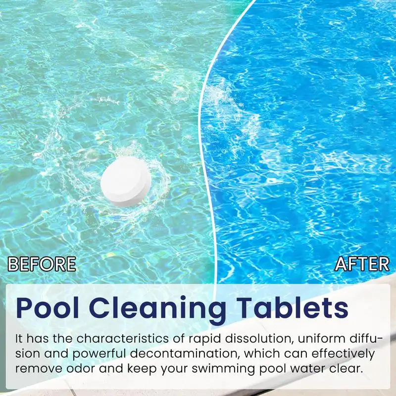 Pool Chlorine Tablets Pool Cleaning Tablets 10PCS Pool Tablets Chlorine Tabs Advanced Swimming Agent Water Cleaning Supplies Fast-Acting solution