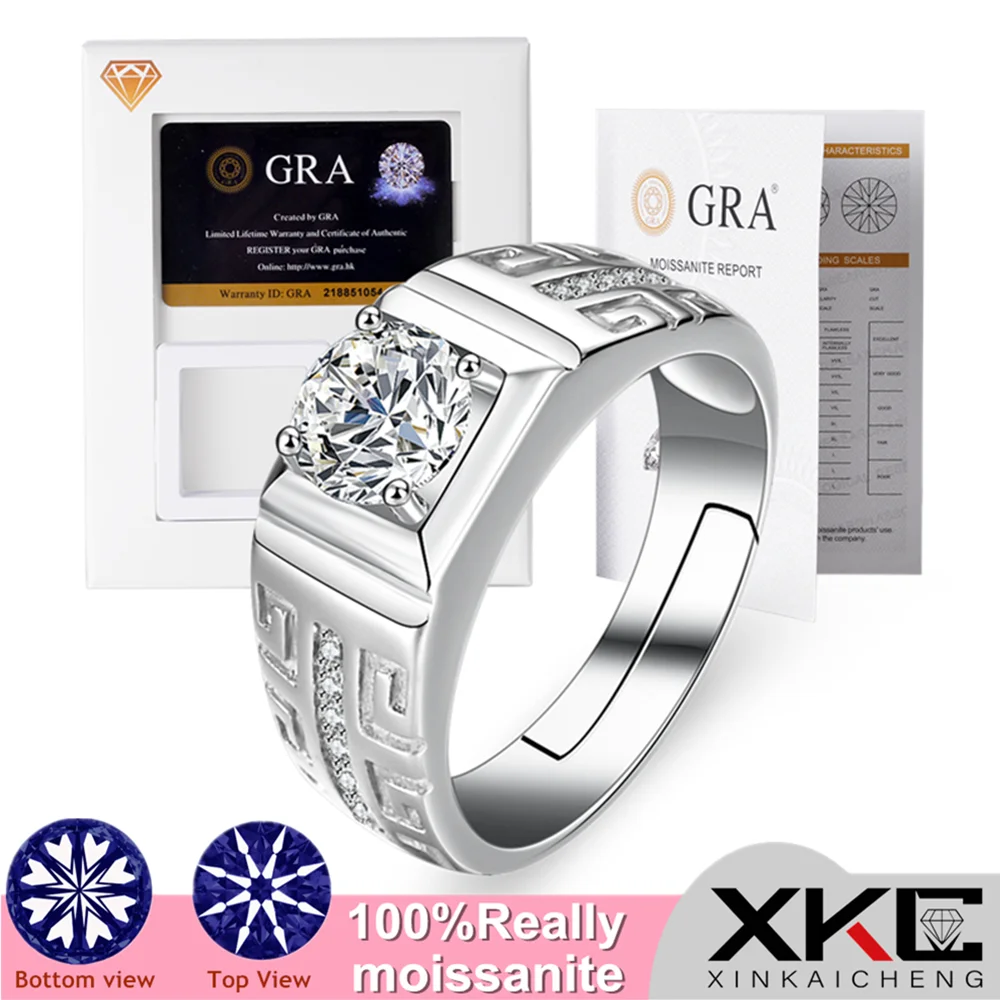 

Business high-end Mozambican stone ring one-carat diamond four-claw inlay shape of the men's ring domineering holiday gifts
