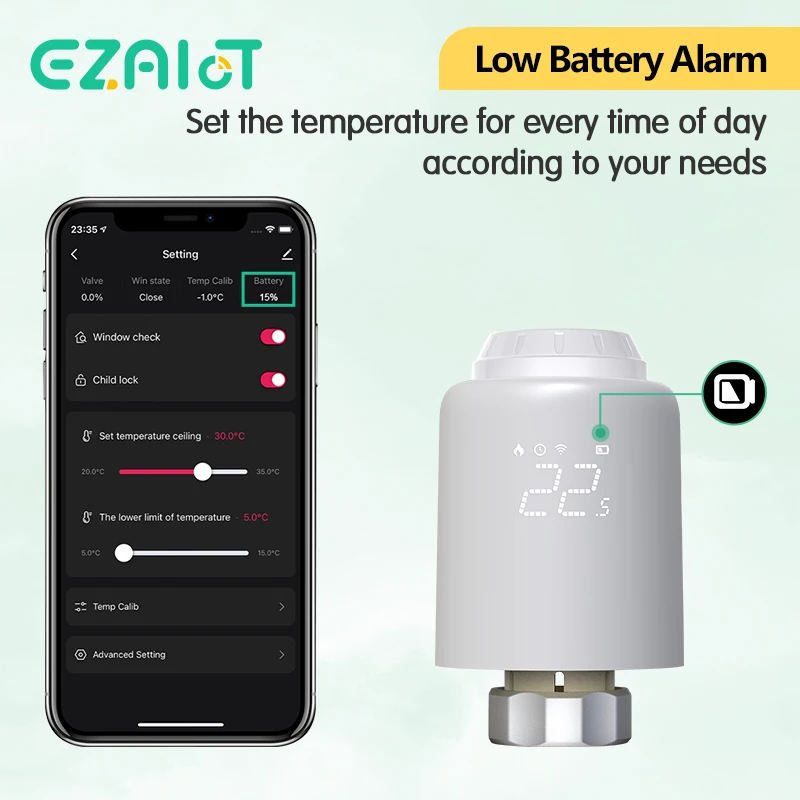 Tuya WiFi Smart ZigBee TRV Radiator Thermostatic Actuator Valve Programmable Temperature Controller Voice Alexa Google Home