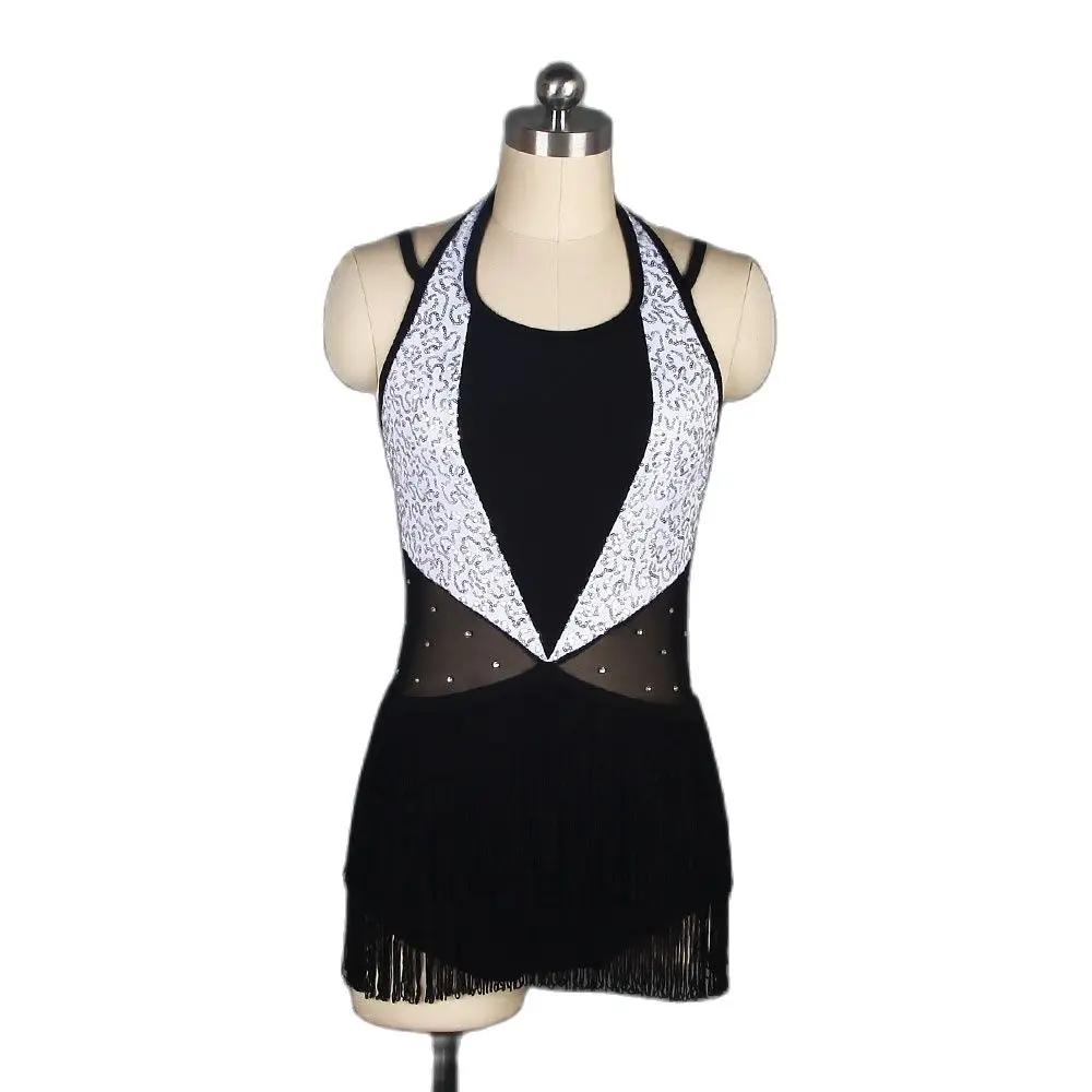 Sequin Spandex With Mesh Bodice Dance Costume Women & Girl Stage Performance Jazz & Tap Dance