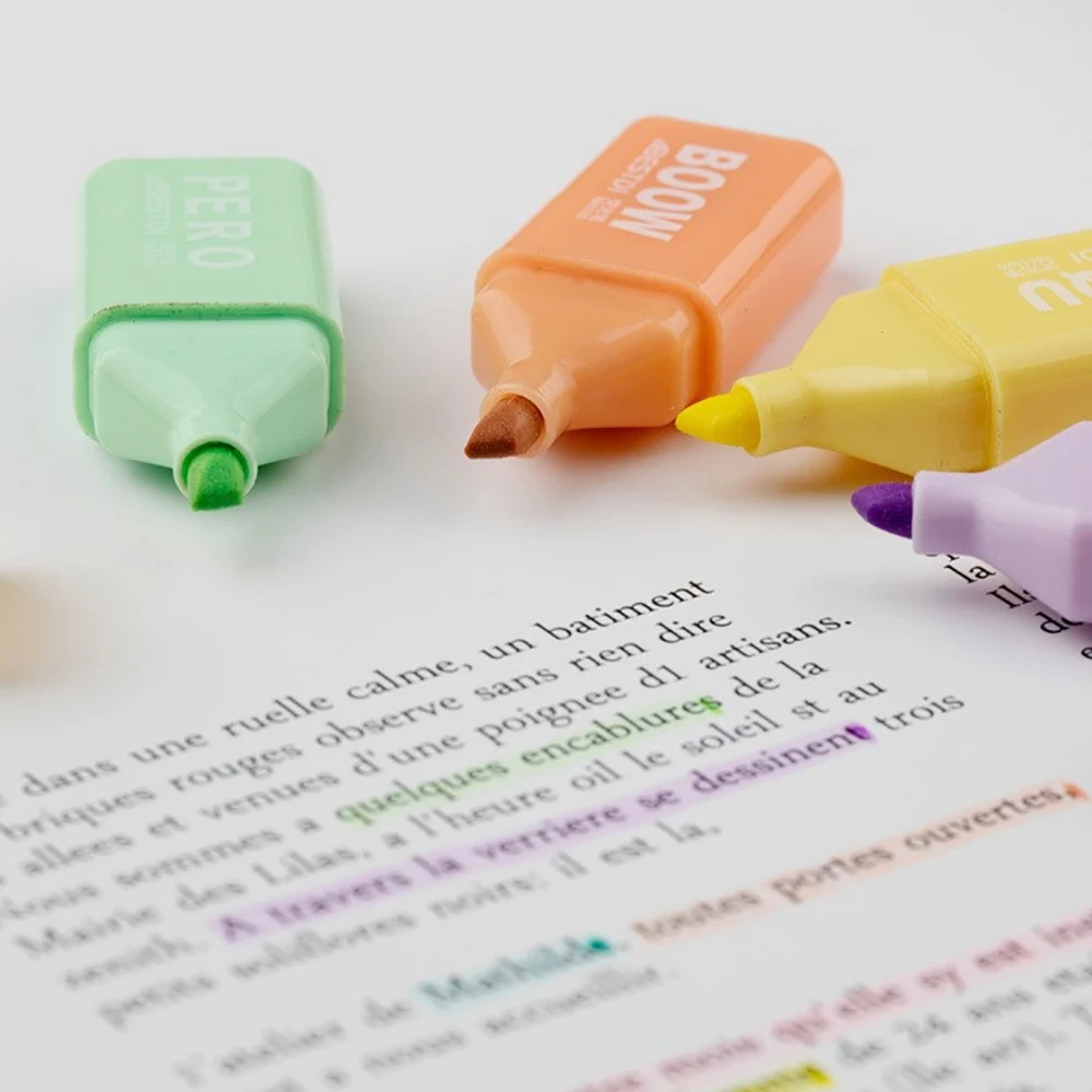 4/5/6pcs Stationery Pastel Highlighters Eye Protection School Office Supplies Highlighters Pens Soft Tip Marker Pen