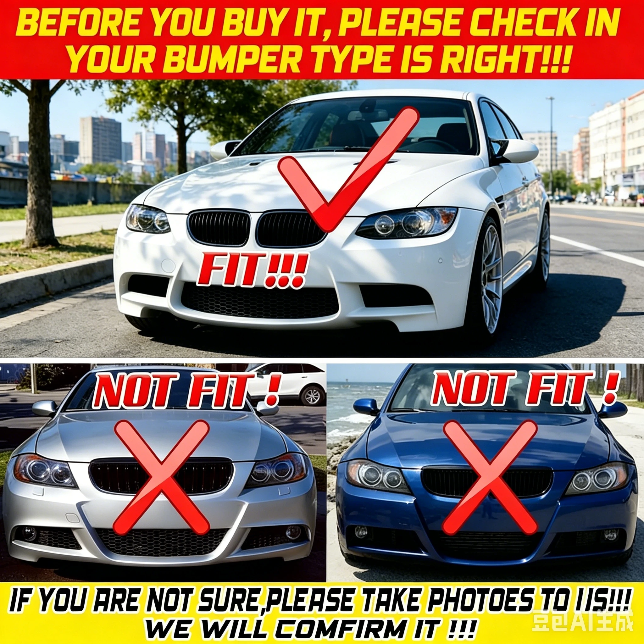 BMW E90 E92 E93 M3 M 스포츠 2007 2008 2009 2010 2011 2012 2013 자동차 프론트 범퍼 레이싱 스타일 스포일러 립 바디 키트