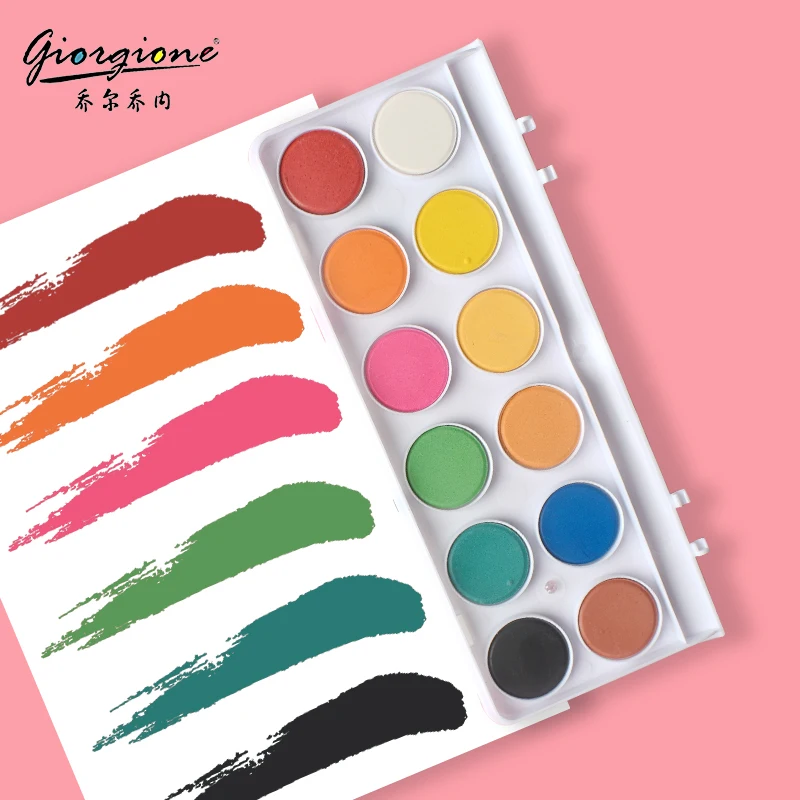Gouache Paint Portable Solid Watercolor Accessories Powder Pigment Art Supplies 12/16/24/28/36/48 Color Set