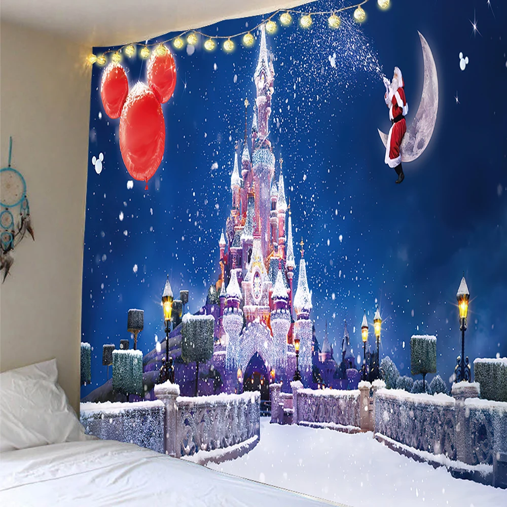 Home Decoration Christmas Tapestry Santa Claus Gift Fireplace Tapestry Wall Decor Background Cloth Living Room Room Decoration tapestry decorations